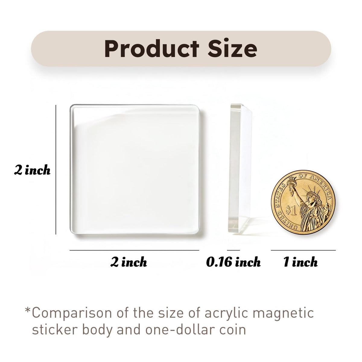 DELUOLUO 20 Pack 2"x2"x0.16" Clear Acrylic DIY Fridge Magnets Set with Adhesive Backing – Square Magnetic Photo Frames for Crafts, Kitchen, Classroom, Party & Office Decoration