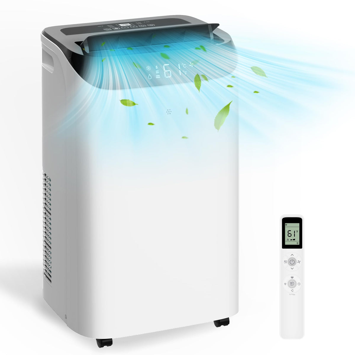 14,000 BTU Portable Air Conditioner Cools Up to 700 Sq.Ft, 3-IN-1 Energy Efficient Portable AC Unit with Remote Control & Installation Kits for Large Room, Campervan, Office, Temporary Space