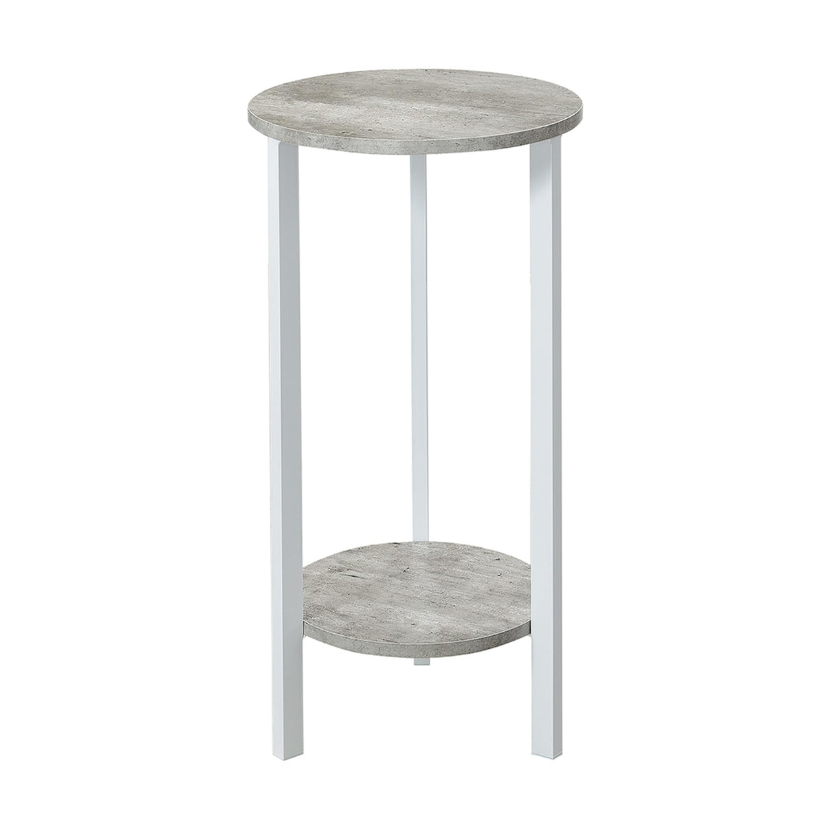 Convenience Concepts Graystone 2 Tier Tall Plant Stand 31" - Industrial Stand for Plants, Vases, and Antiques, Urban Modern Design for the Living Room, Hallway, Entryway, Faux Birch/White