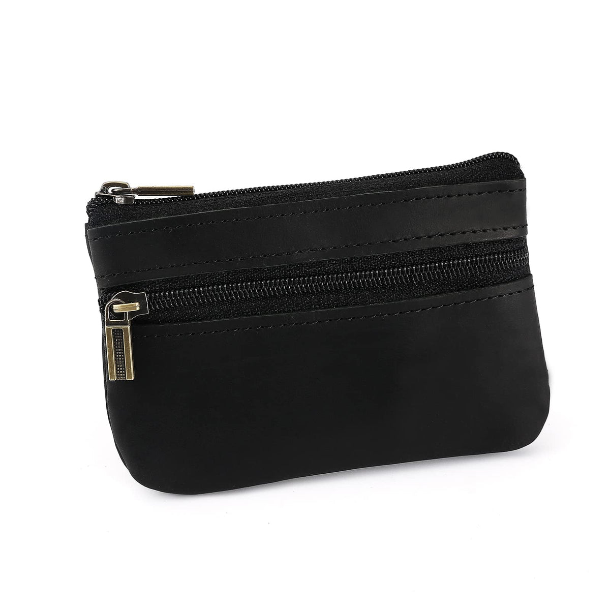 Coin Purse for Men,Coin Pouch with Zipper for Men Women,Genuine Leather Mini Coin Pocket Pouch Change Holder Mens Tray Purses Coin Purse Cash Change Wallet Key Holder Money Pouch