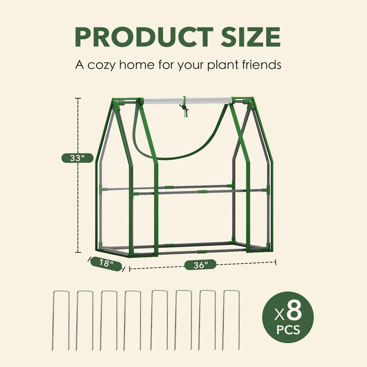 Wironlst Mini Greenhouse for Outdoors Indoor, Small Greenhouse with Innovative Dual Open Doors, Portable Garden Tent for Plants Protection (Transparent, 36"(L) x18(W) x33(H))