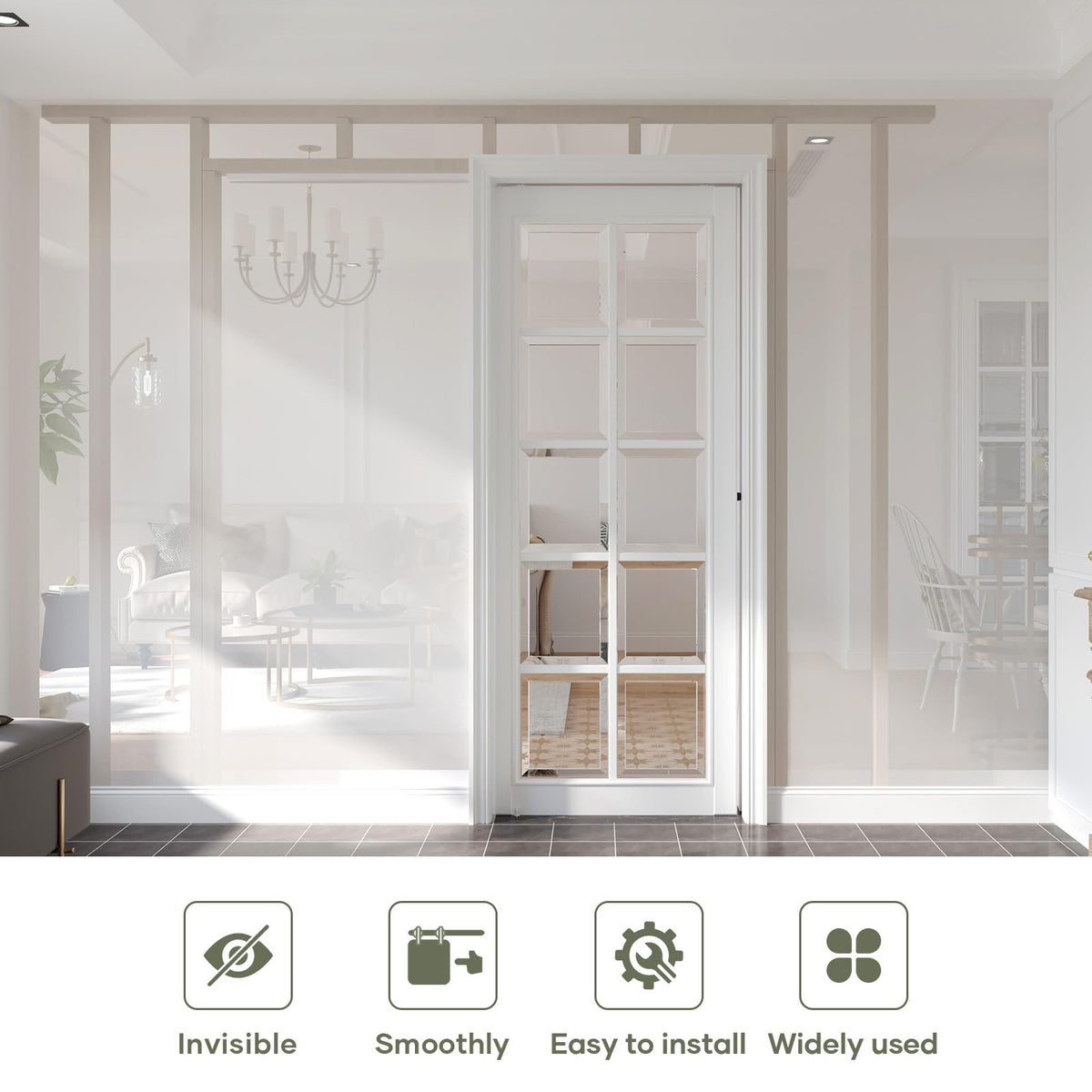 EaseLife 6FT/72in Sliding Pocket Door Hardware Kit,Commercial Grade,Aluminum Box Rail Kit,Slide Smoothly Quietly,Easy Install,No Door (68.75in Track for 24"~36" Wide Single Door)