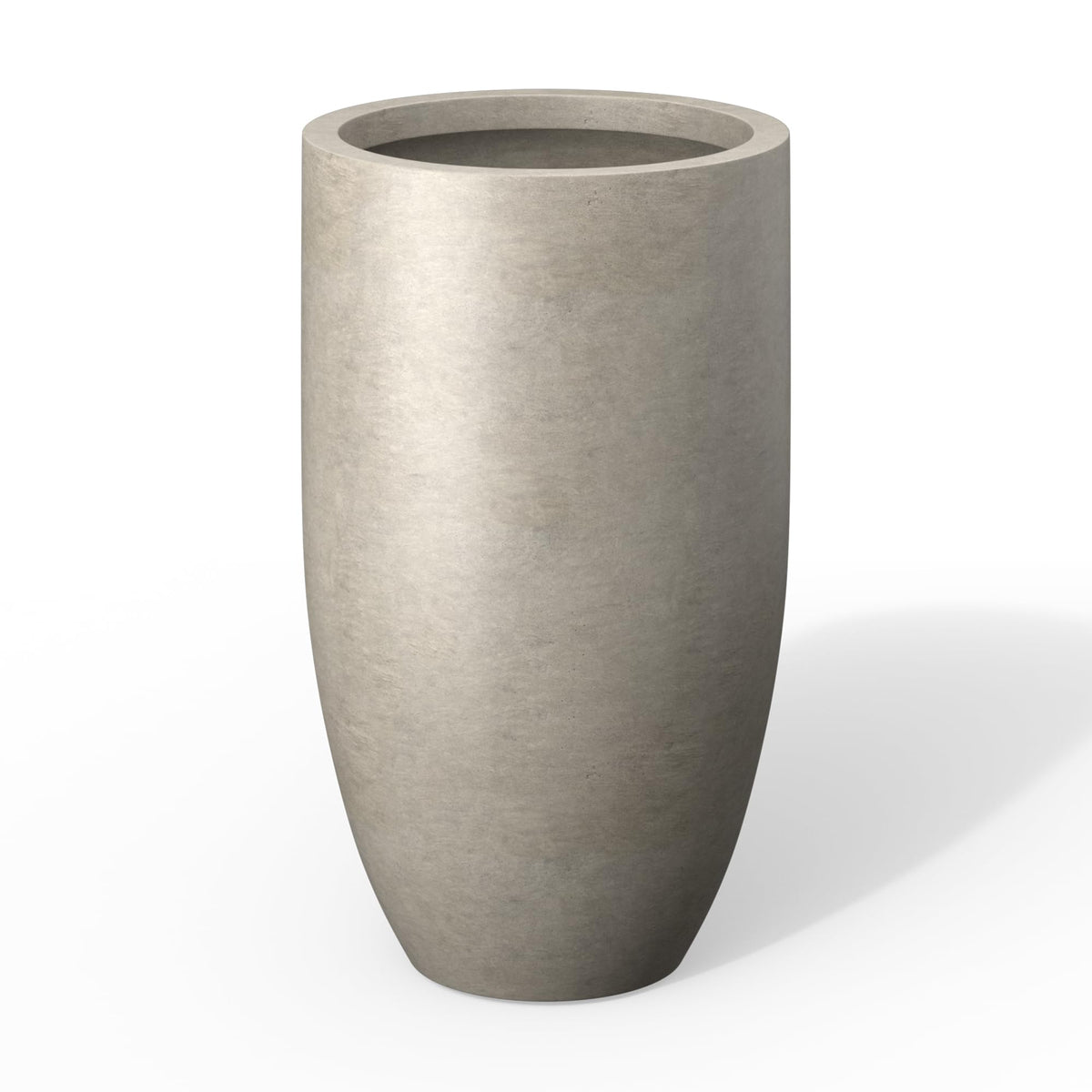 Kante 24" Tall Round Concrete Planter, Large Oval Plant Pot with Drainage Hole & Rubber Plug for Indoor Outdoor, Modern Weathered Beige Decor for Home Garden Patio