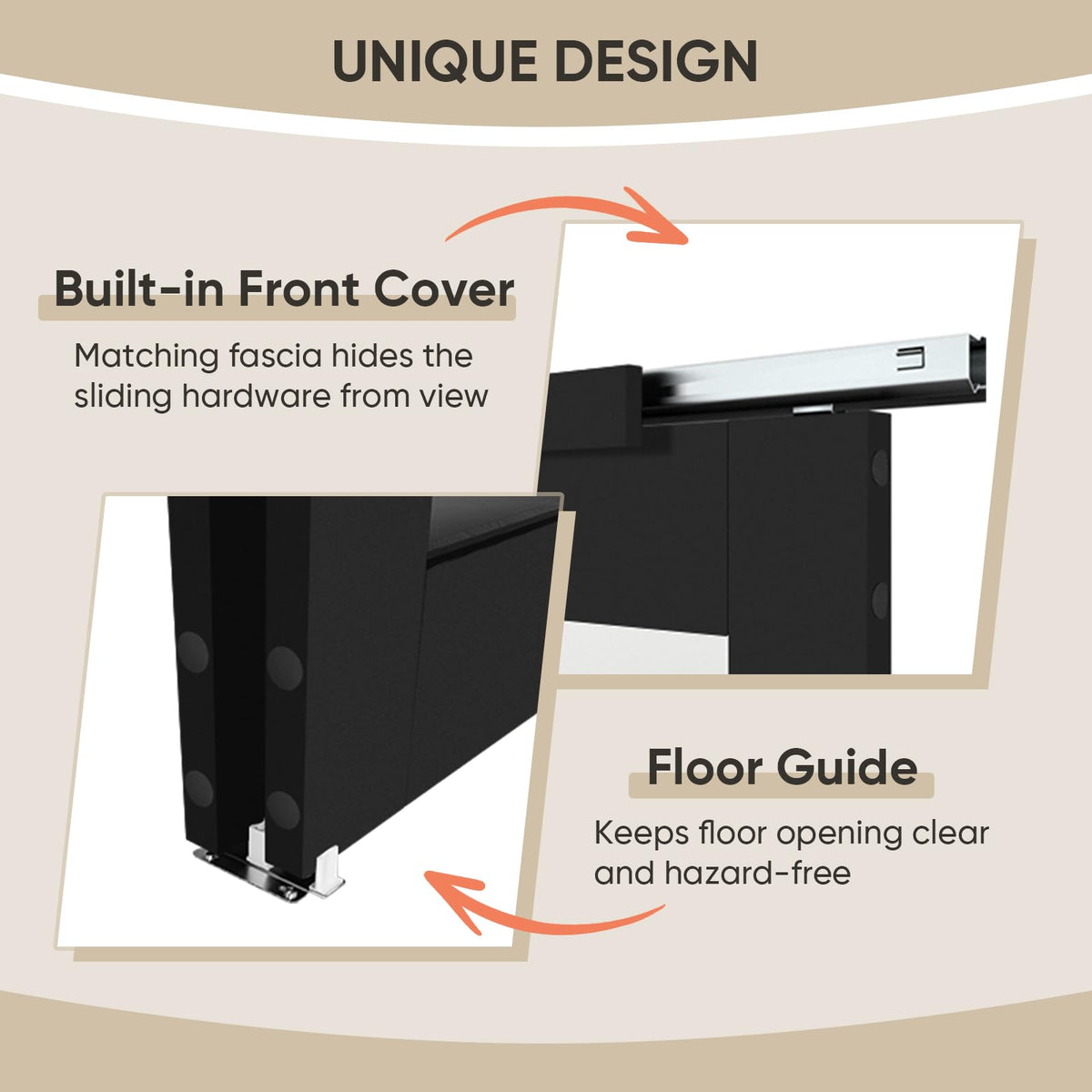 JUBEST 60" x 80" Mirror Closet Door, Preassembled One Side Mirror Door with Hardware Kit & Matching Fascia, Solid Wood Frame with Water-Proof PVC Surface, Easy to Install, Black