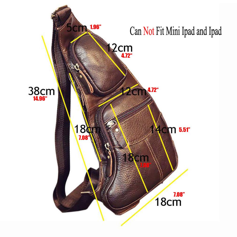 Leather Sling Bag Backpack for Men Women Crossbody Shoulder Chest Day Pack Outdoor Travel Camping Tactical Daypack