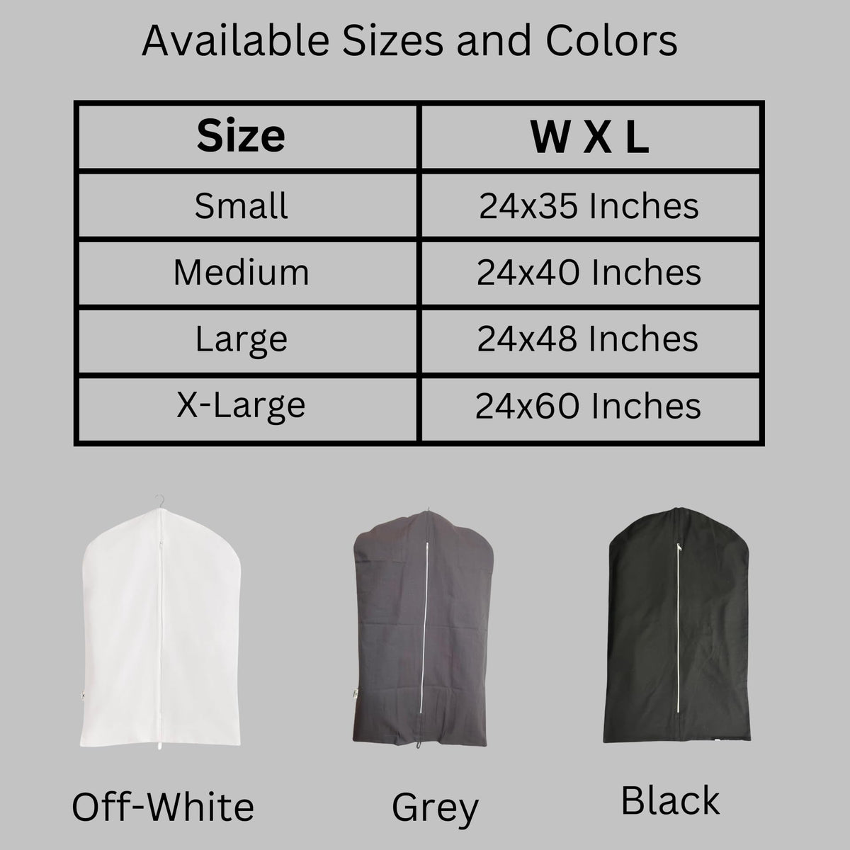 Forever Cotton Premium 100% Cotton Garment Bags – 35" Black Canvas Suit Cover with YKK Zipper – Breathable, Dust-Proof Storage for Suits, Coats, Dresses, Jackets & Travel/Closet Use