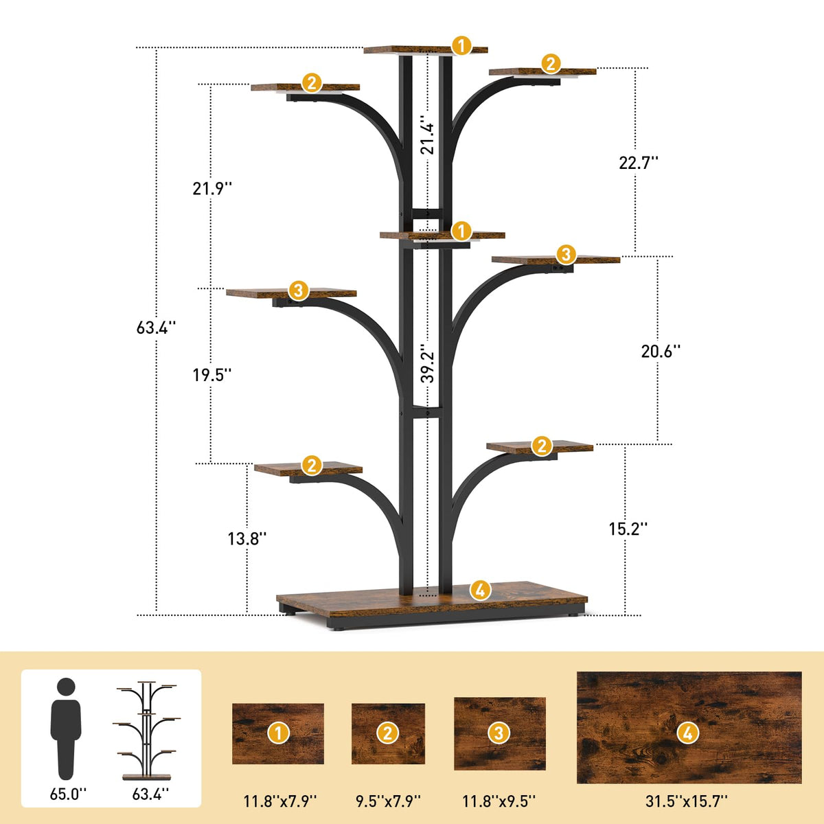 XCSOURCE Plant Stand Indoor with Grow Light, 9-Tiered Plant Shelf Display Rack Holder, Flower Stand for Multiple Plants, Living Room, Garden, Patio