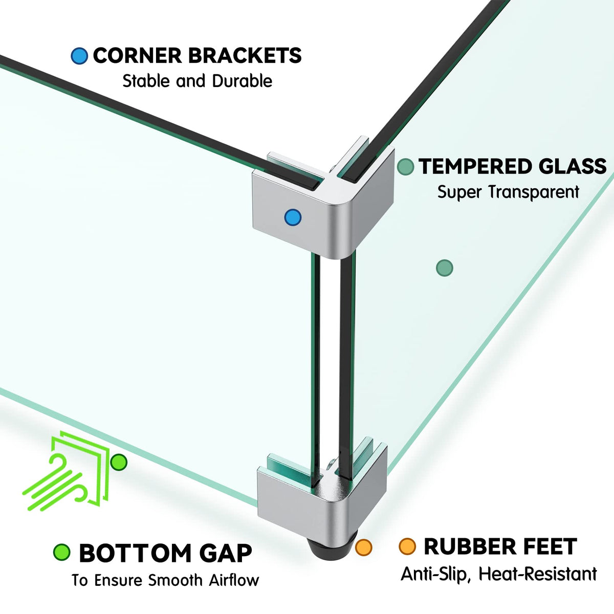 Skyflame 30 x 14 Inches Rectangular Fire Pit Glass Wind Guard for Outdoor