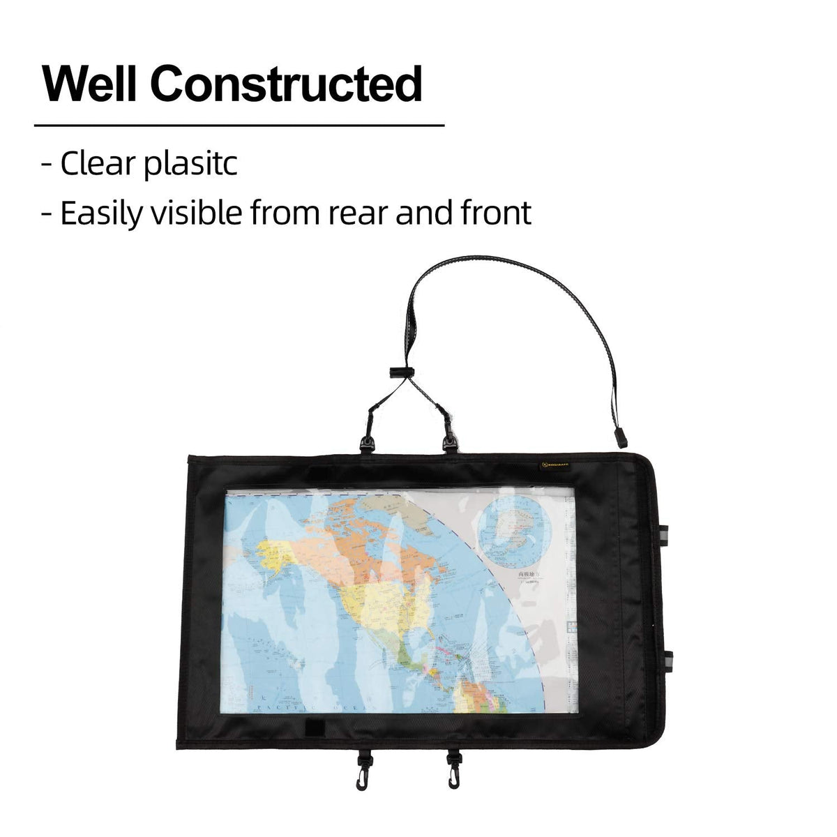 KOSIBATE Map Case, Waterproof Military Hiking Map Pouch Holder with Clear Window & Lanyard