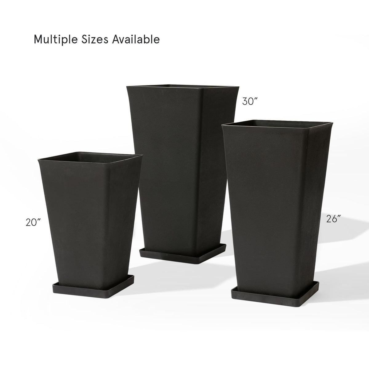 LA JOLIE MUSE 30 inch Tall Black Planters Set of 2, Indoor/Outdoor Rectangular Large V Shaped Taper Planters for Front Door
