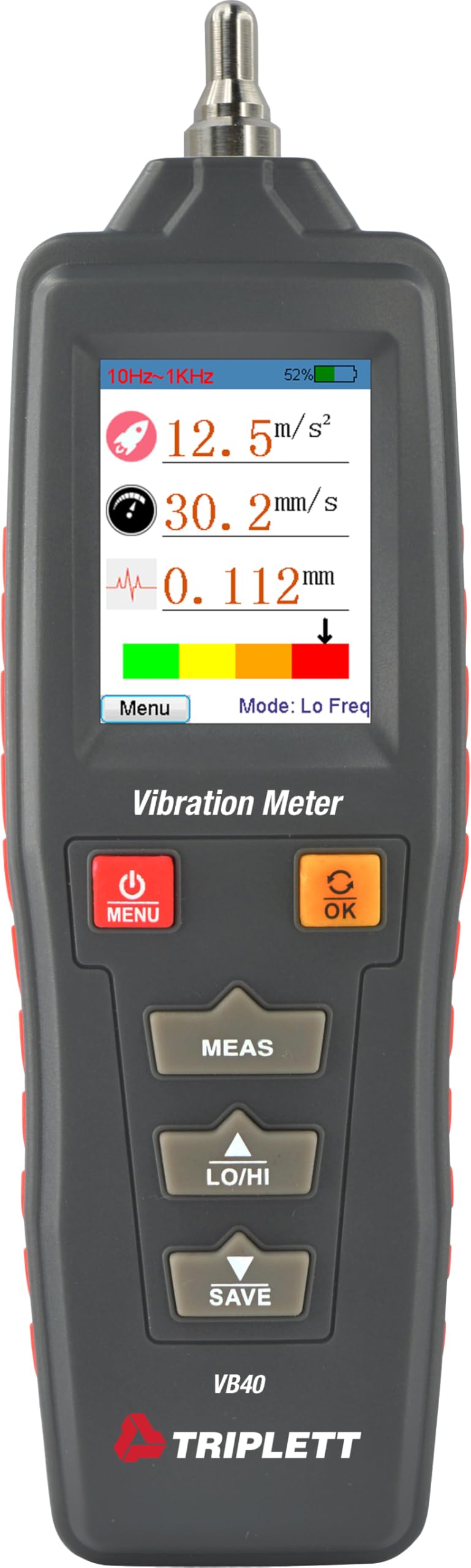Triplett VB40 Vibration Meter and Datalogger - Acceleration, Velocity (RMS), and Displacement
