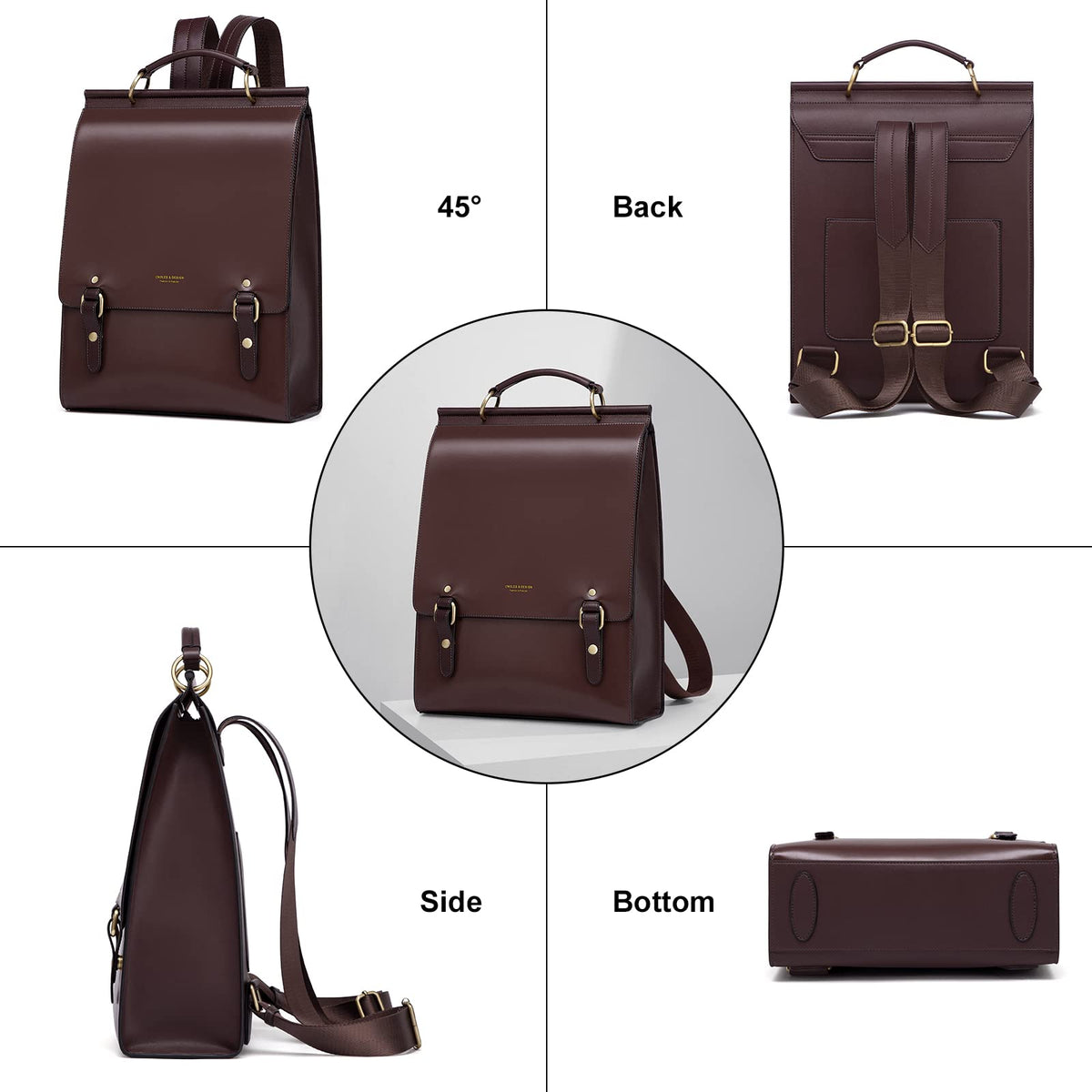 Cnoles Leather Backpack Purse For Women Fashion Ladies Vintage Bags Casual College Travel Backpacks Large bag Brown