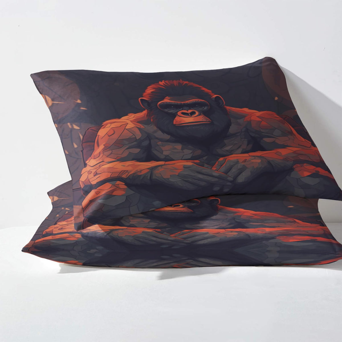 Gorilla Sheets Queen Size, Chimpanzee Bed Sheets, Patterned Bedding Sheets & Pillowcases 4 Piece Set - Soft Microfiber Deep Pocket Fitted Sheet & Flat Sheet & 2 Pillow Cases H-8&-242