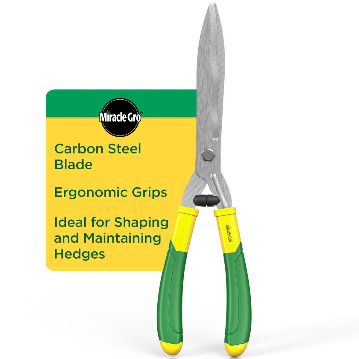 Miracle-Gro 18 in. Wavy Blade Hedge Shears – Lawn and Yard Tool with Sharp Carbon Steel Blades for Trimming Borders, Shaping Bushes, and Shaping/Trimming Hedges, Shrubs
