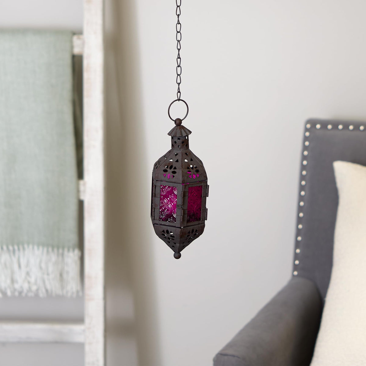 Zings & Thingz 57070470 Cutout Moroccan Hanging Lantern, Black