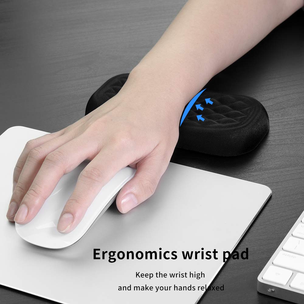 Vaydeer Mouse Wrist Rest Pad, Memory Foam Hand Rest Support Padded for Office, Computer, Laptop, Typing and Wrist Pain Relief and Repair (5.91 inch, Black)