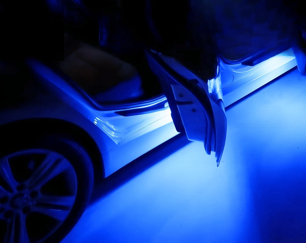 iJDMTOY LED Side Door Courtesy Light Assy for Lexus & Toyota, Ultra Blue LED, Clear Lens, Interior Footwell Accent Light