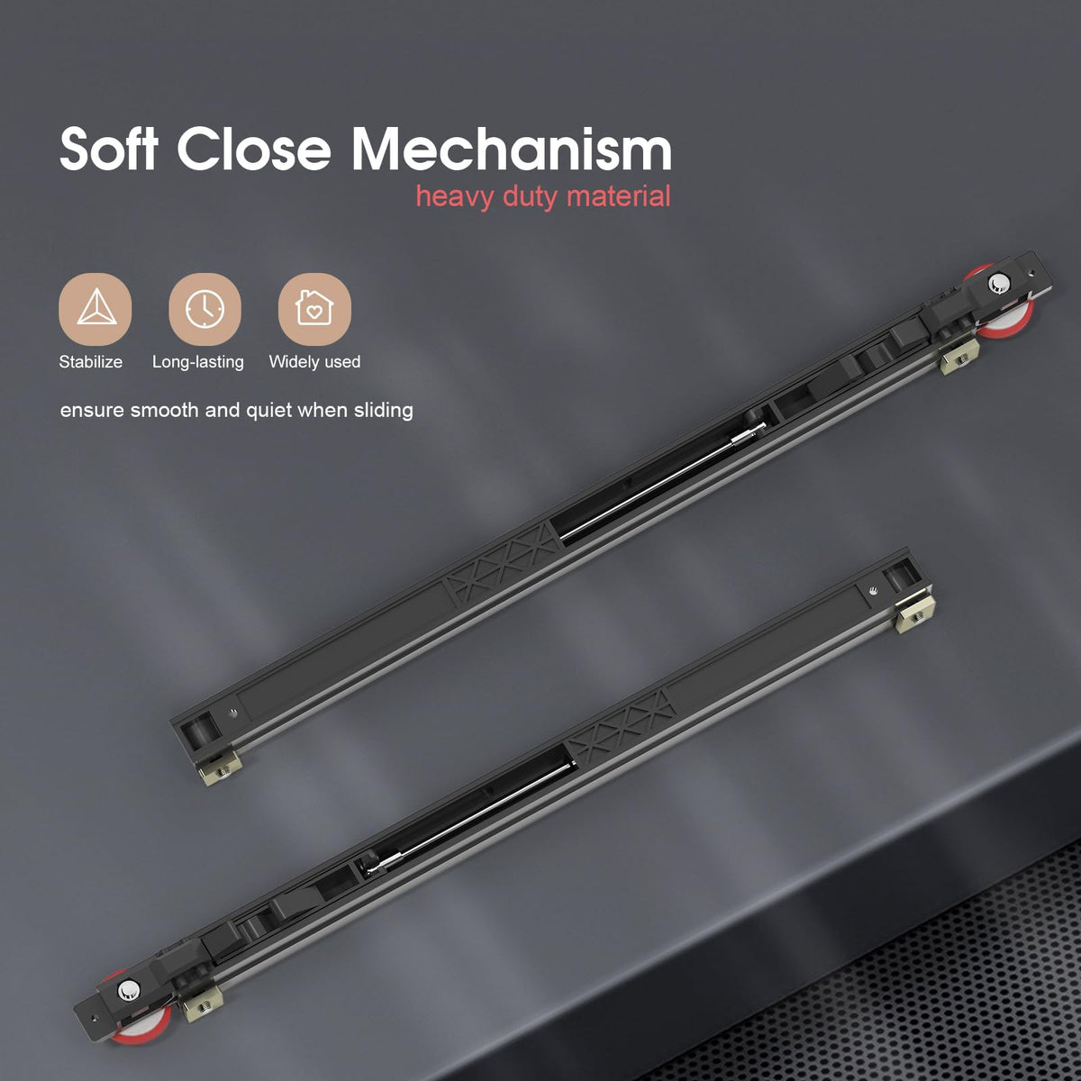 34" Concealed Sliding Barn Door Hardware Kit with Soft Close Mechanism for 26in Passage Opening, Hidden Sliding Door Hardware, Wall Mount for Interior Wooden Door (NO Door)