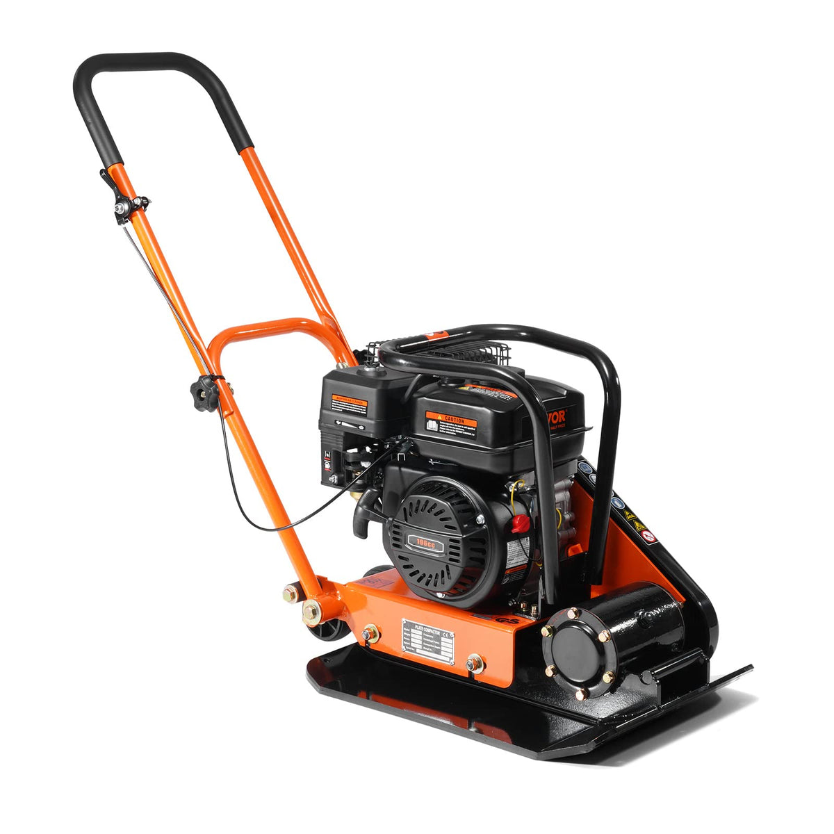 VEVOR 6.5HP Plate Compactor, 196CC Gas Engine, 2360 lbs Vibratory Compaction Tamper, 22.1x15.9 in Plate Power Jumping Jack Tamper, 5600 VPM Pavement Compactor for Walkways, Asphalts, Paver Landscaping