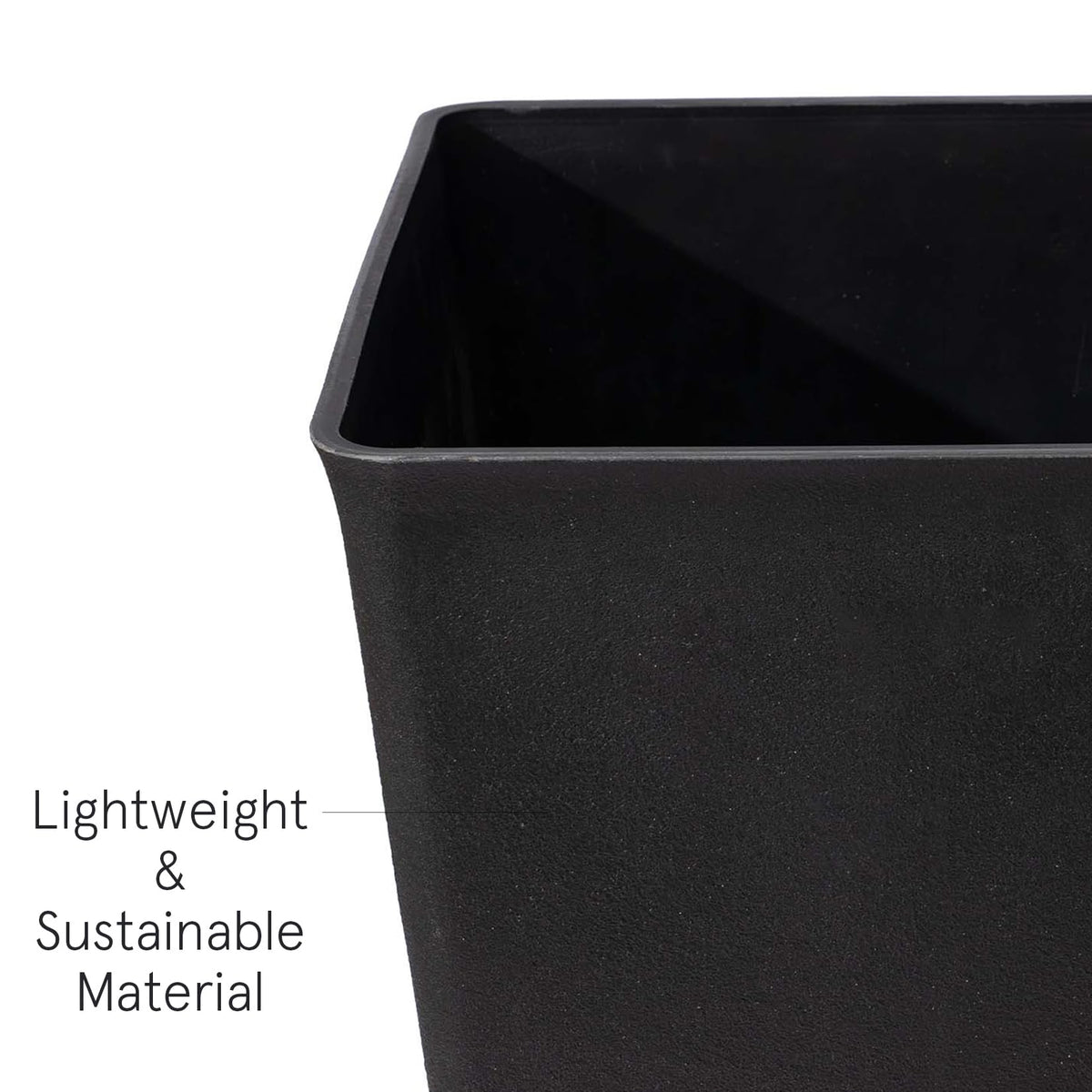 LA JOLIE MUSE 30 inch Tall Black Planters Set of 2, Indoor/Outdoor Rectangular Large V Shaped Taper Planters for Front Door