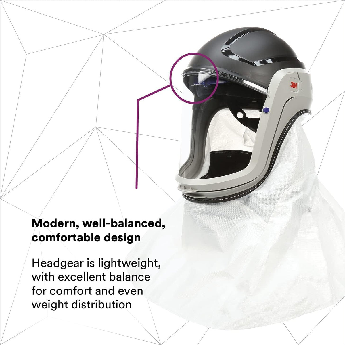 3M PAPR, Versaflo Respiratory Helmet M-405, For Powered Air Purifying Respirators, Standard Polycarbonate Visor and General Purpose Shroud, 1/Case
