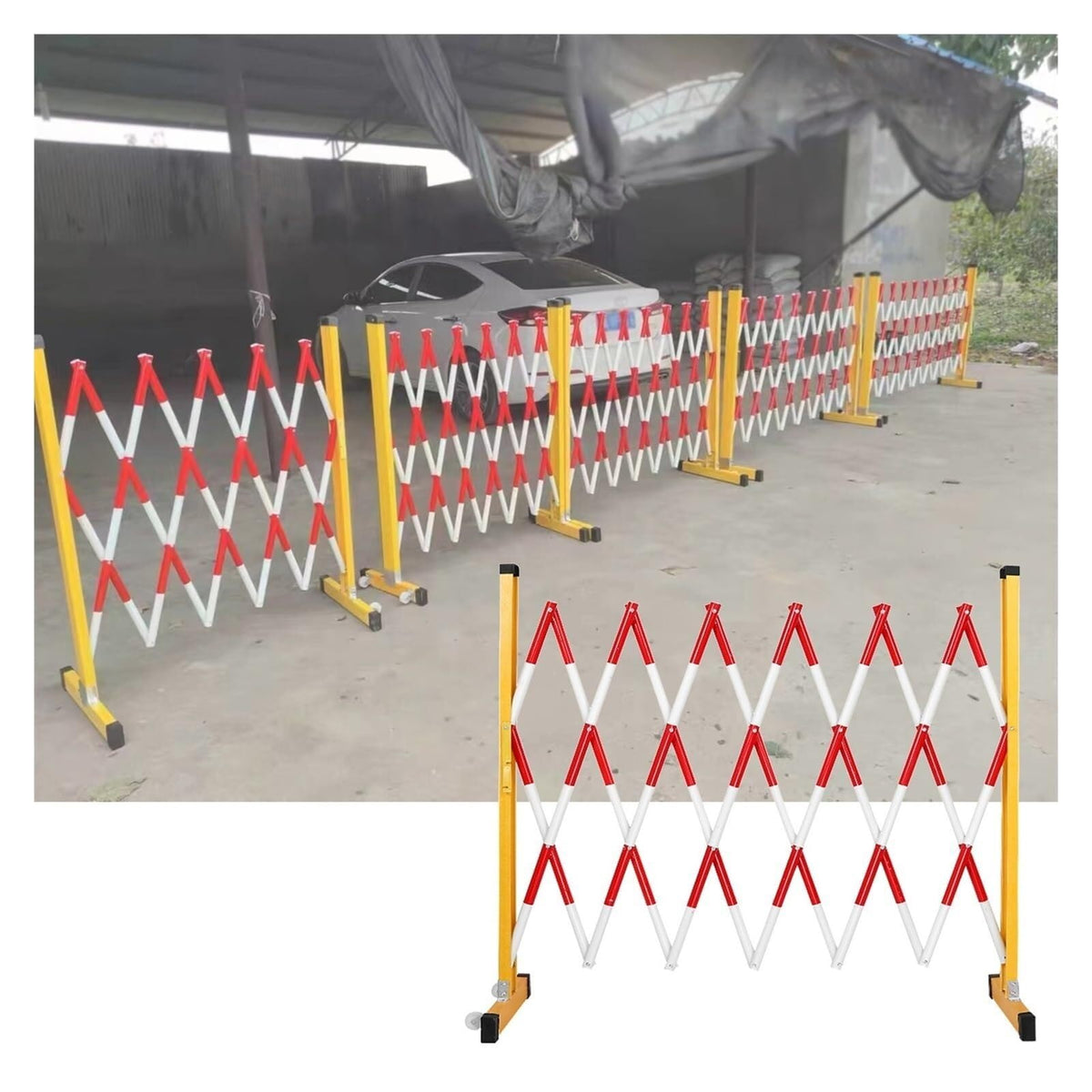 Barricade Expandable Mobile Barricade Industrial Safety Barrier Gate Outdoor Road Garage Construction Retractable(Red+White,1.2 * 2.5m)