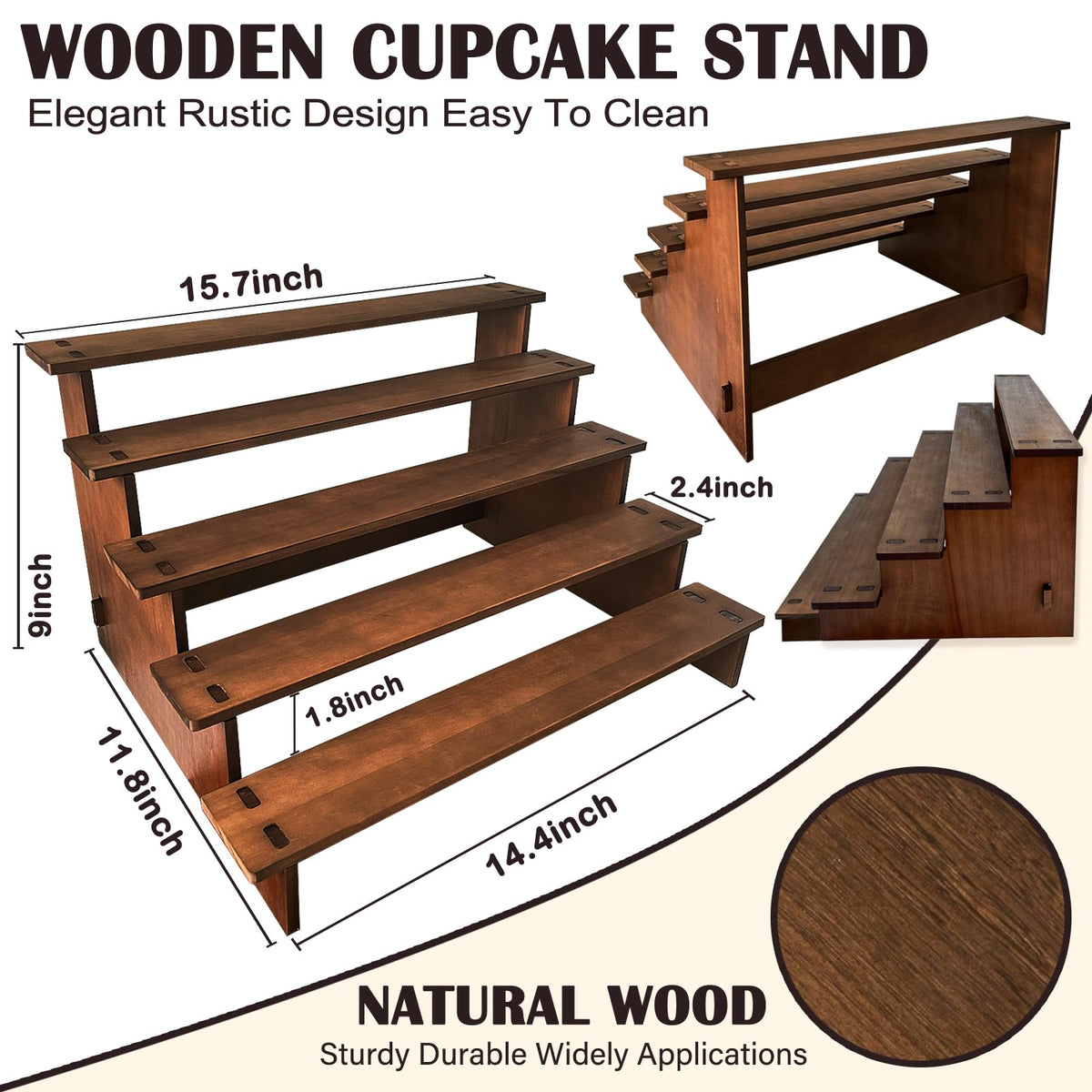 Umgozrz Wooden Cupcake Stand 5 Tier Cupcake Stand Cupcake Holder Rustic Wood Cupcake Display Stand Wooden Dessert Display Stand