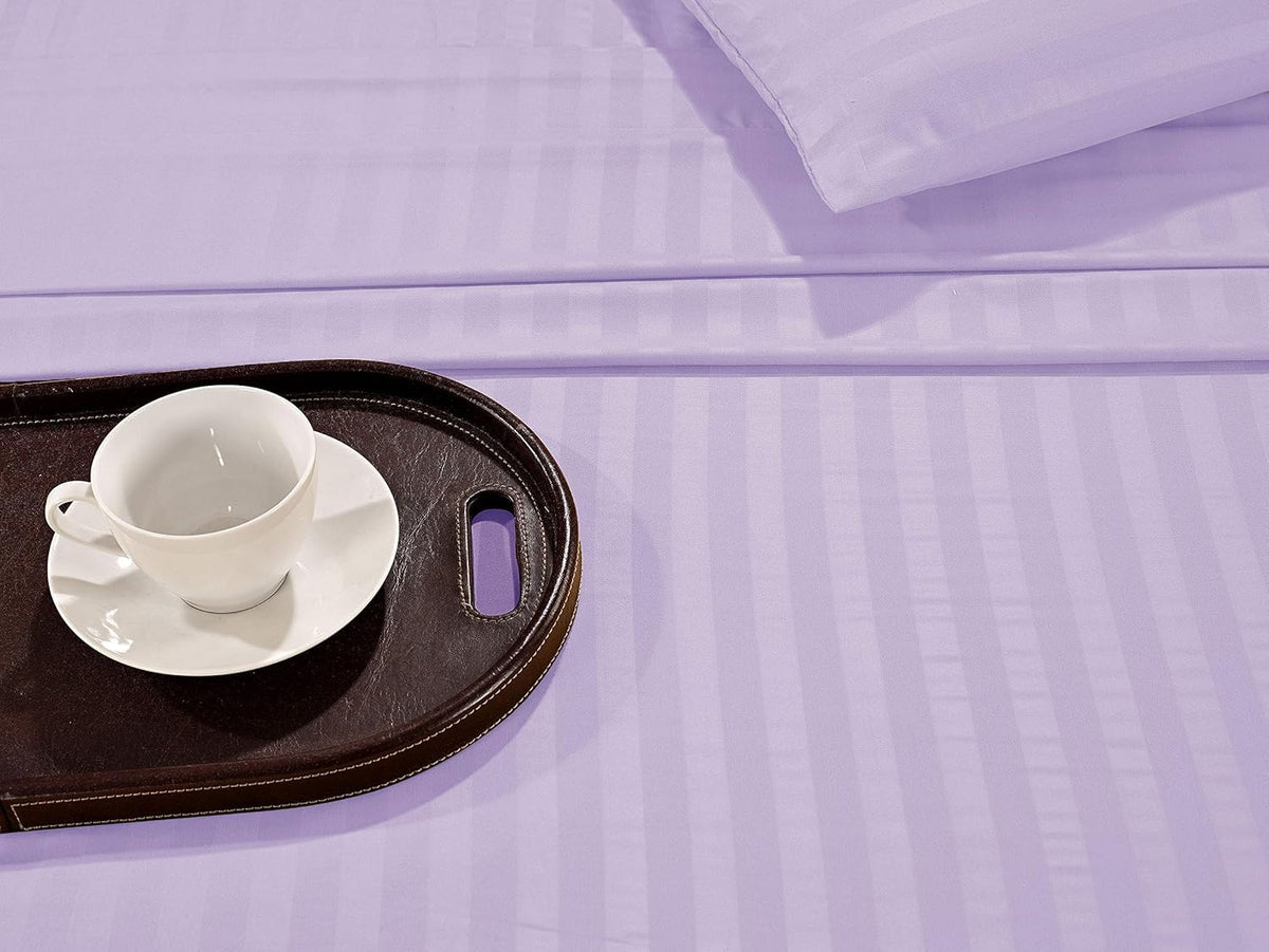 Elegant Comfort Luxury Soft Bed Sheets Dobby Stripe 1500 Premium Hotel Quality Microfiber Softness Wrinkle and Fade Resistant (4-Piece) Bedding Set, Twin XL, Stripe Periwinkle Lavender