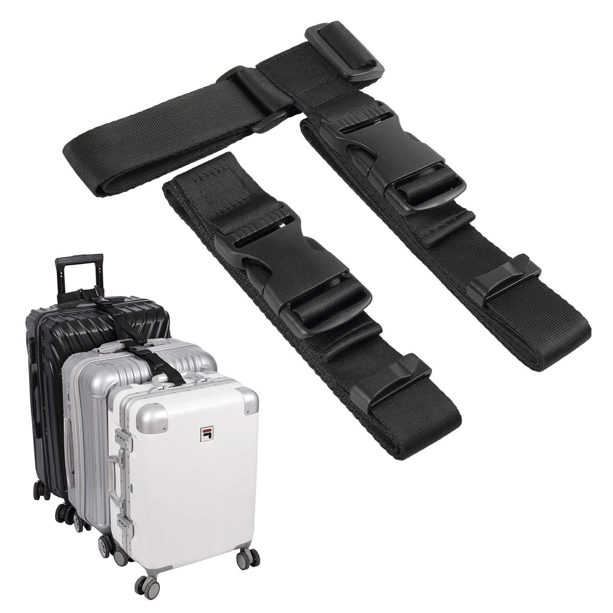 Vigorport Luggage Connector, Straps for Suitcase, Add A Bag Adjustable Attachment Accessories 1.25" Endless for Connect Your 3 Luggage Together-2 Pack