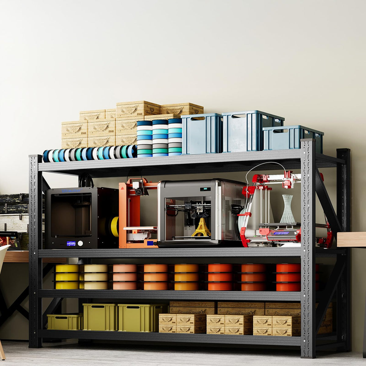 70H"Garage Shelving Units,5000LBS Storage Shelves,Garage Shelving Heavy Duty Metal Adjustable Shelves,Metal Shelving Rack,4Tier Large Tall Industrial Shelving for Warehouse,Pantry 60" W*24" D*70" H