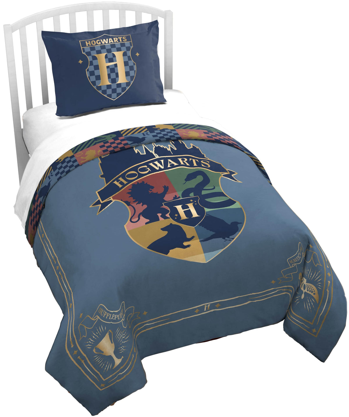 Jay Franco Duvet Cover Set – 2 Piece Comforter Cover and Sham Set, Super Soft Cozy Kids Bedding (Insert Not Included) Blue - Harry Potter, Twin