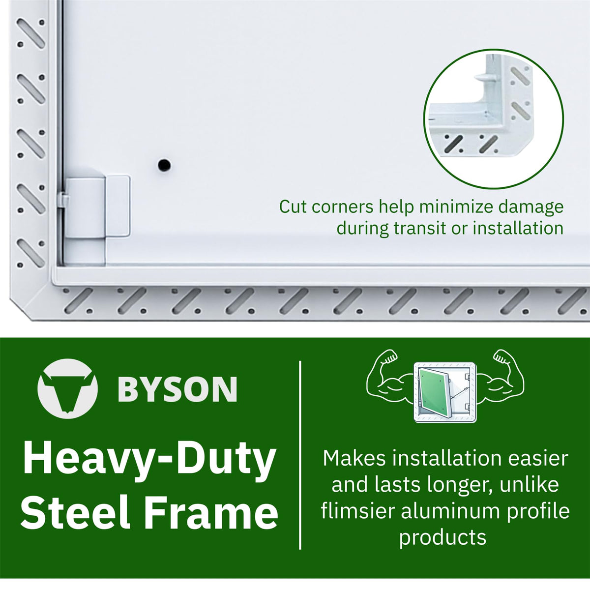 Byson Drywall Access Panel 12x12 Inches – Wall Access Door with Mud-In Flange, Heavy Duty Steel Frame, 5/8” Gypsum Inlay, Hidden Hinged Push Lock