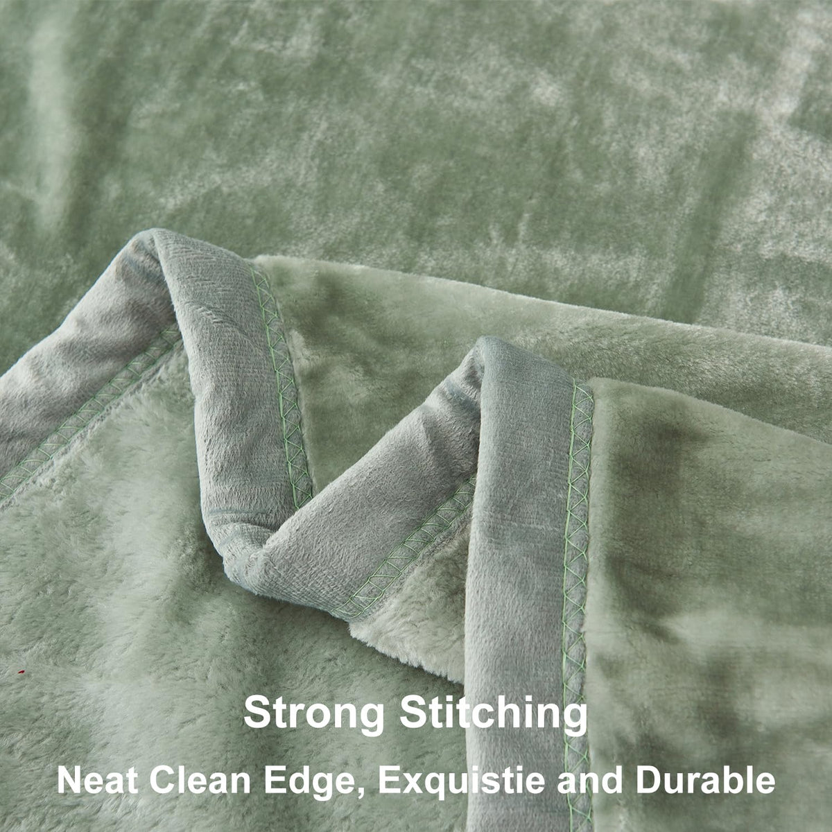 JYK Fleece Plush Blanket - 3.5 LB, 1 Ply, Korean Mink, Queen 79" x 91" - Super Soft and Warm, Lightweight, Cozy Fuzzy Solid Color Green