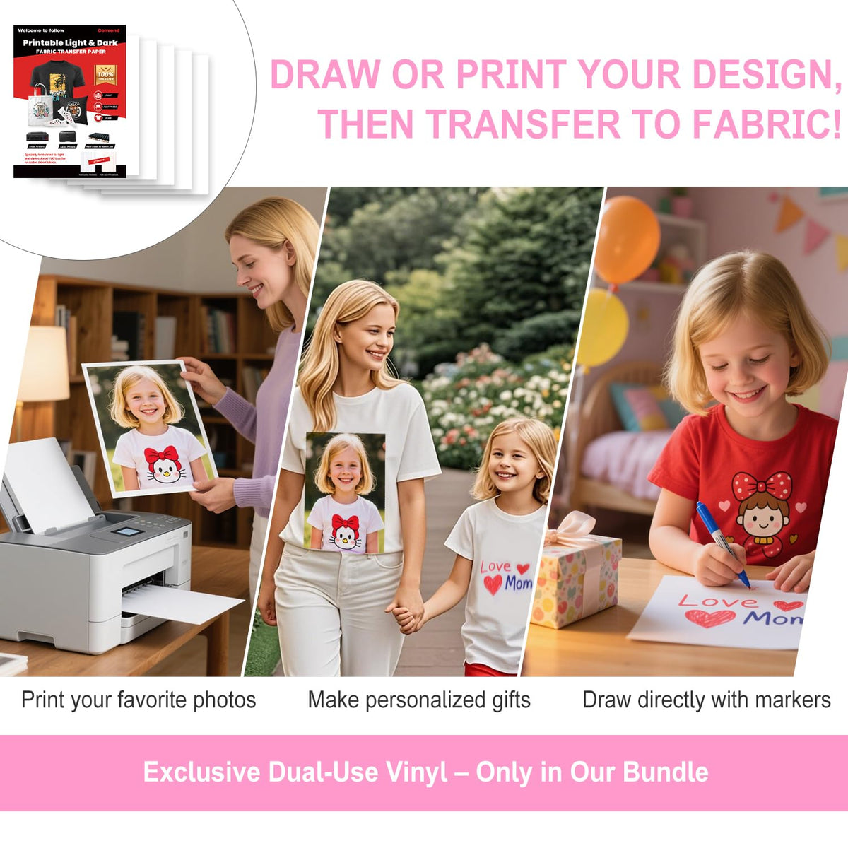 Convend The All-in-One Accessories and Supplies Bundle for Xtra-103Pcs Starter Kit with Weeding Tools, HTVs, Permanent Vinyl, Transfer Paper, LED Light Pad, Paper Cutter for Crafting Projects