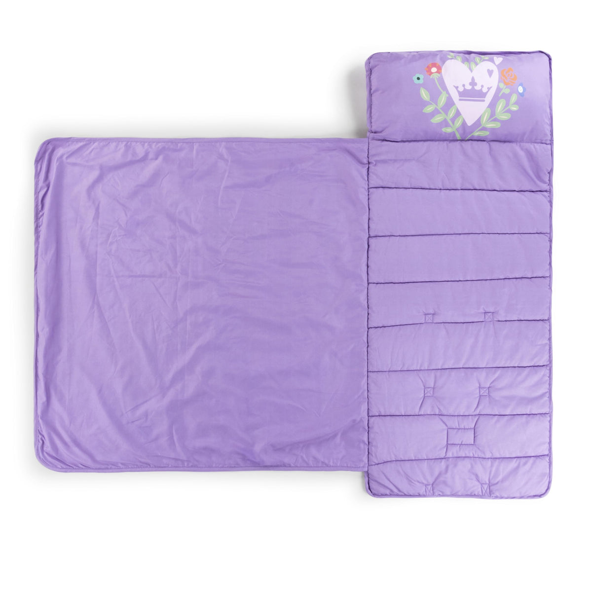 Jay Franco Kids Nap Mat with Embedded Pillow & Blanket – Soft 46"x20" Microfiber Sleeping Bag with Name Tag & Handle Pink - Disney Princess