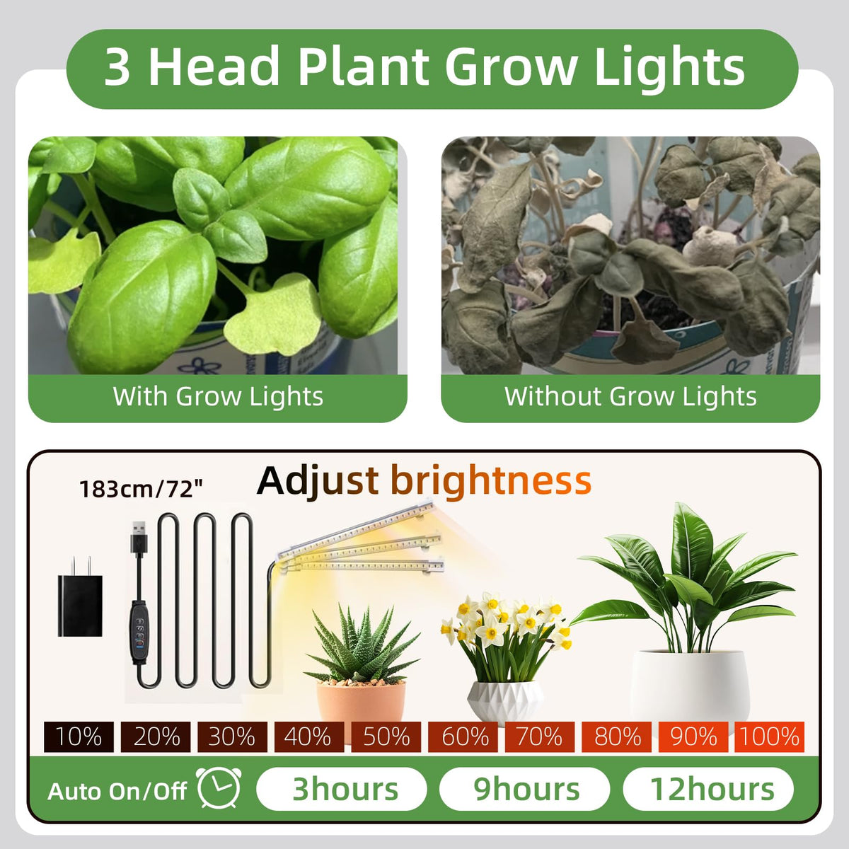 runjuly Plant Stand Indoor with Grow Light, 9 Tiered Indoor Plant Stand, 68" Tall Flower Stand Plant Shelf Indoor, Double S Shape Plant Holder, Versatile Plant Hanger for Living Room, Bedroom, Patio