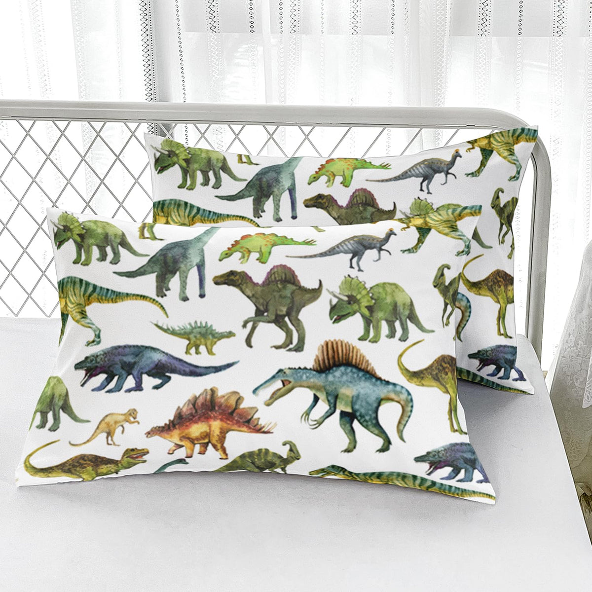 Nttopship Dinosaur Comforter Sets Twin Size，Dinosaur Printed Quilt Set for Bedroom Soft Microfiber All Season Print Quilt Set with 1 Comforter and 2 Pillow Case