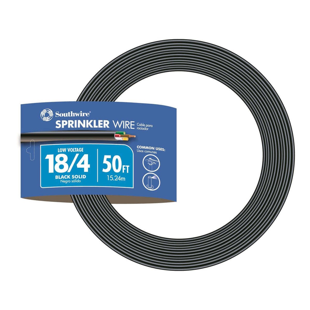 Southwire 49276945 500 ft. 18/4 Black Solid UL Burial Sprinkler System Wire