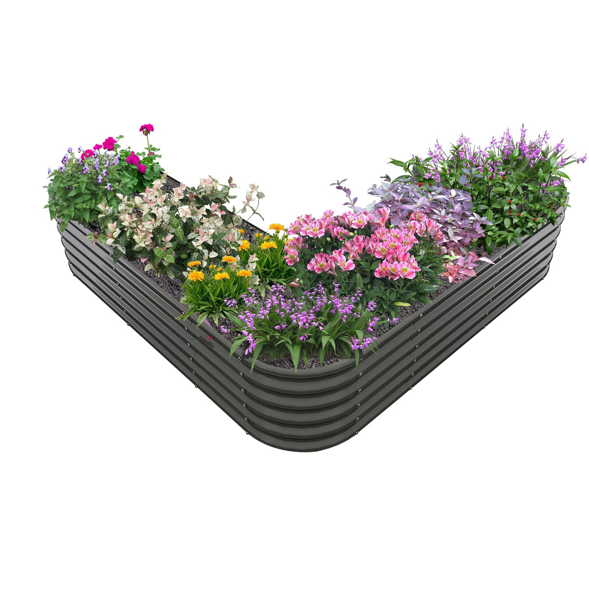 A ANLEOLIFE Heart-Shaped Galvanized Raised Garden Beds Outdoor,81x81x18in Large Metal Planter Box for Planting Vegetables Flowers Herb, Anti-Rust & Easy-Setup, Quartz Grey