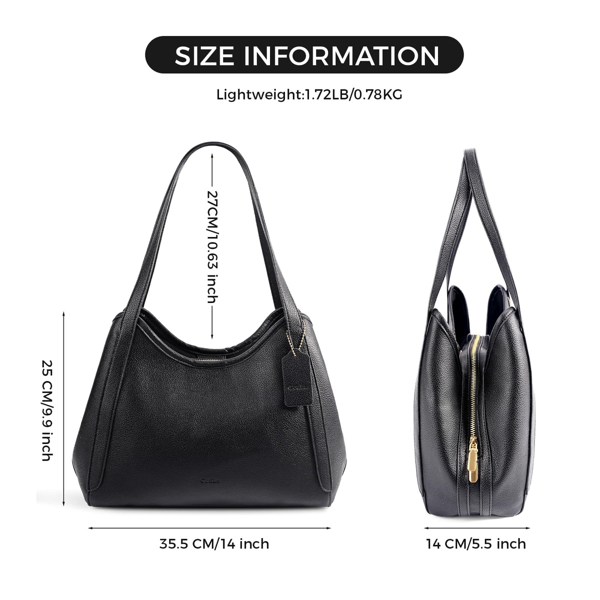 Hobo Bag for Women,Vegan leather Purse for Women Stylish Shoulder Handbags Medium Women's Purses for Work Travel Daily-Black