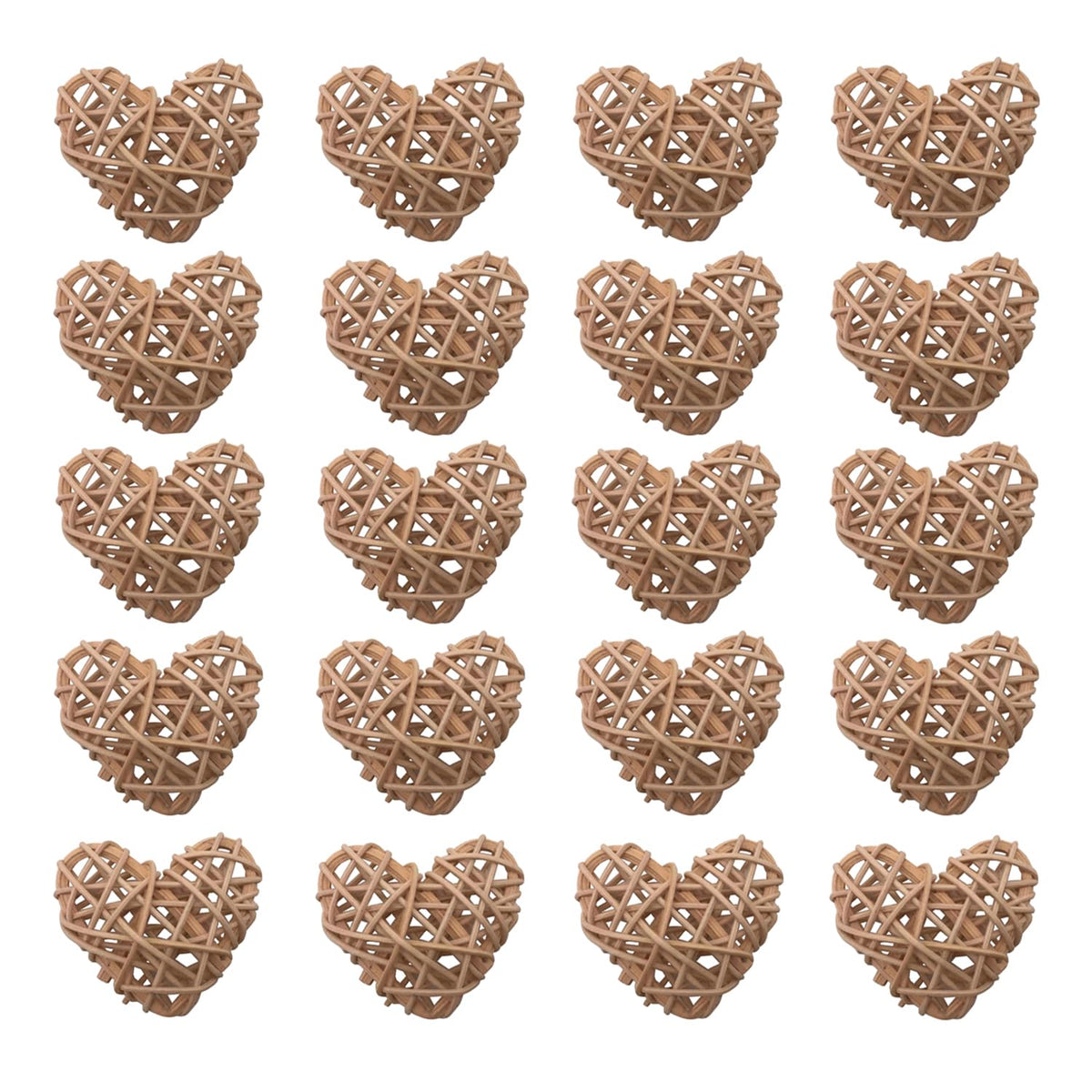Heart Rattan Ball Sepakraga Vase Filler Ball Craft Photo Shooting Props for Garden Home Decor Christmas Tree Ornament Wedding Birthday Valentine's Day Baby Shower (Natural 5cm 20pcs)