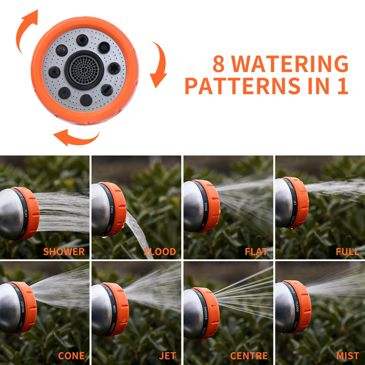 Hongmai Garden Hose Nozzle,8 Patterns Hose Sprayer High Pressure,Heavy Duty Dog Wash,Metal Water Hose Nozzle with Soap Dispenser,Car Wash Foam Gun With Pets Things