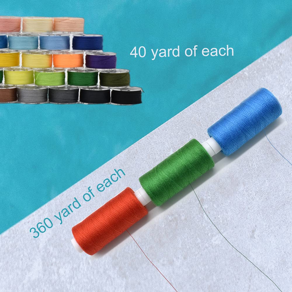 72Pcs 36 Colors Prewound Bobbins and Thread Spools for Hand & Machine Sewing, Emergency and Travel, DIY and Home, 36 Colors 400 Yards per Polyester Thread Spools