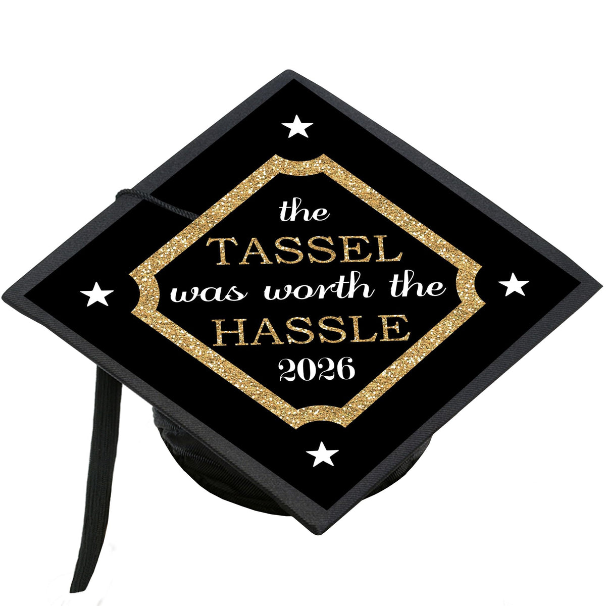 Big Dot of Happiness 2026 Graduation Cap Decorations - Premium Gold Cap Cover Kit, Custom Grad Display, DIY Graduation Cap Topper, Class of 2026 Celebration Set