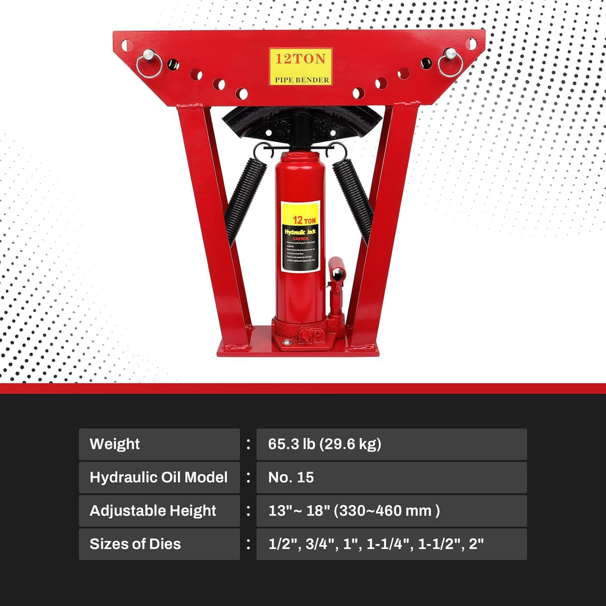 Hydraulic Pipe Bender, 12 Ton Manual Copper Tube Bender 90°-180° Bending Adjustable tubing bender hydraulic with 6 Dies(1/2",3/4",1",1-1/4",1-1/2",2") for Steel Iron Metal Ratcheting