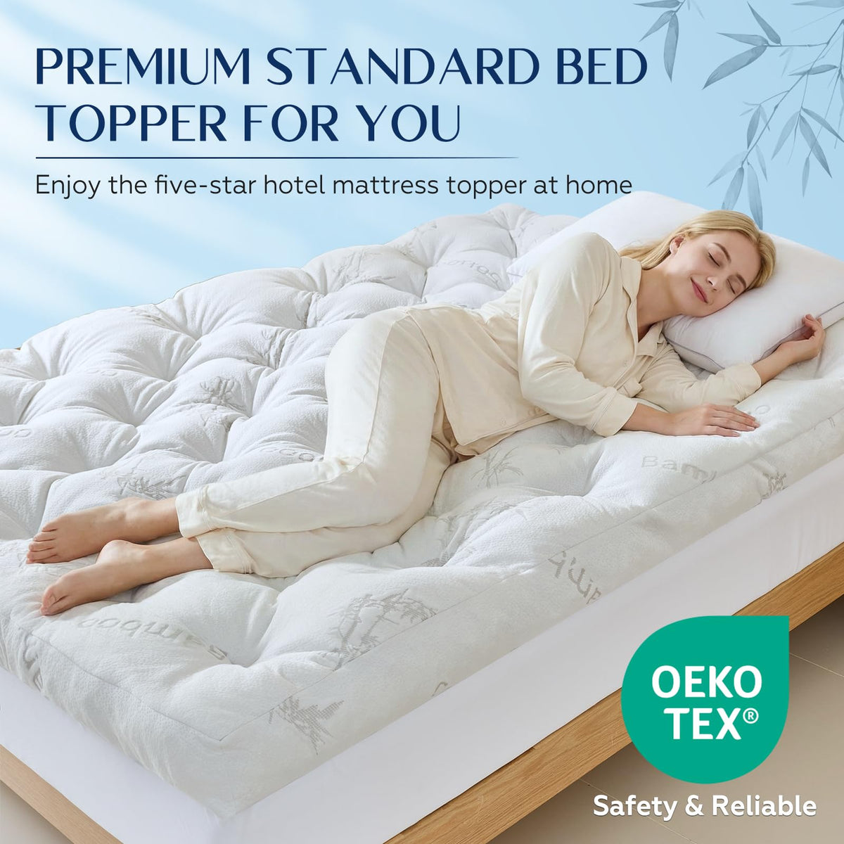 5 Inch Queen Mattress Topper Viscose Derived from Bamboo,Extra Thick Pillow Top Mattress Pad Queen Size,Cooling for Hot Sleepers,Memory Foam Filling for Pain Relief,White