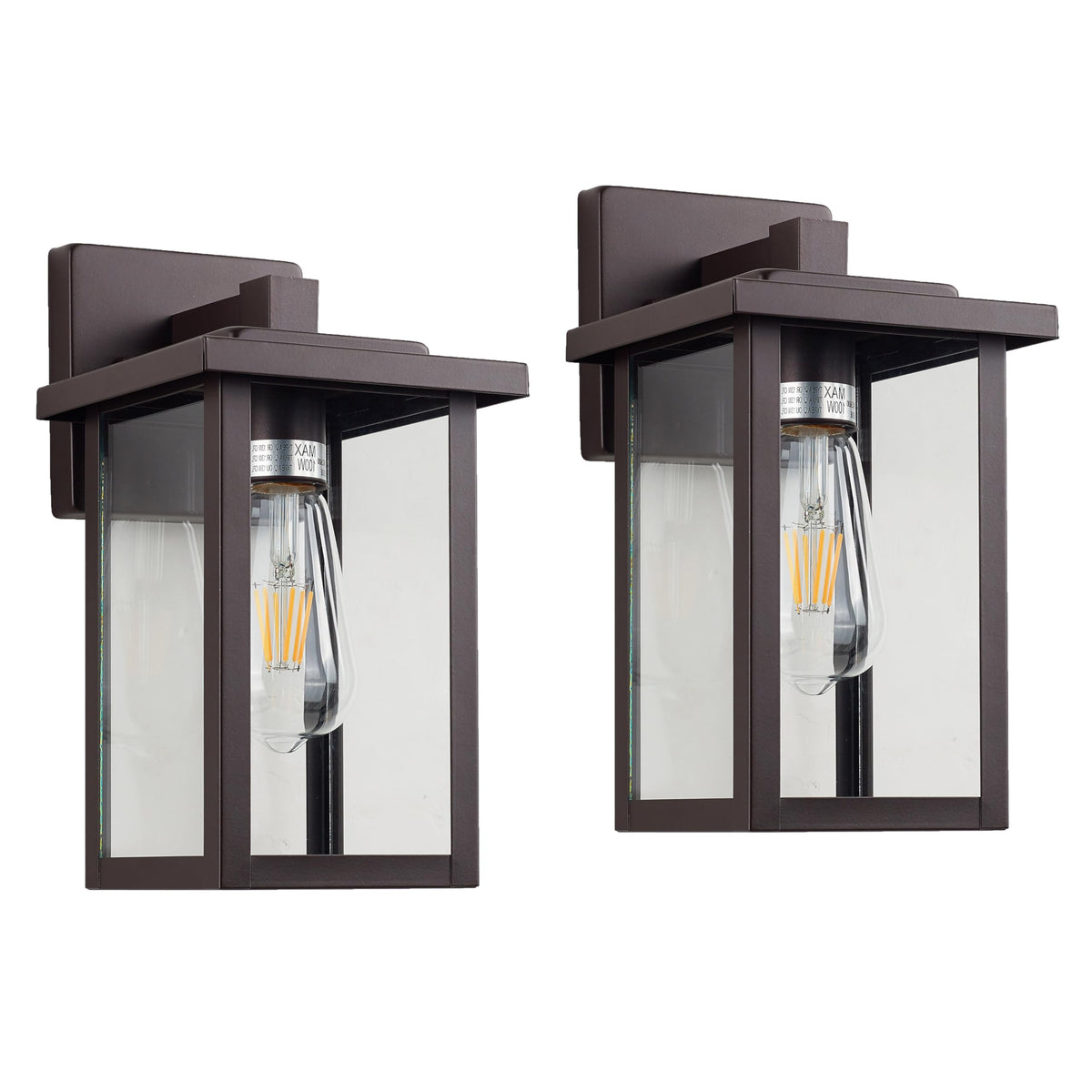 ACLand Outdoor Wall Lantern Light Fixture 2 Pack, 11 Inch, Oil Rubbed Bronze, Clear Water Glass, Model A400221