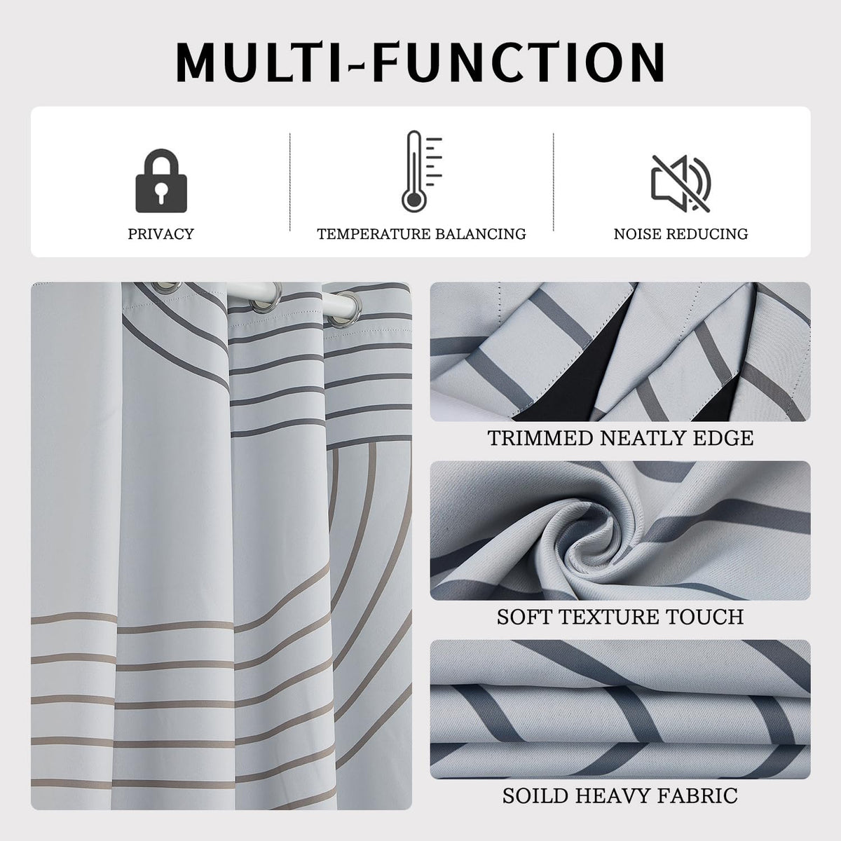 NAEMBCU Modern Geometric Blackout Curtains 84 Inches Long 2 Panels, Retro Linear Pattern Window Drapes, Light Blocking Thermal Insulated Curtains for Modern Bedroom & Living Room Decor