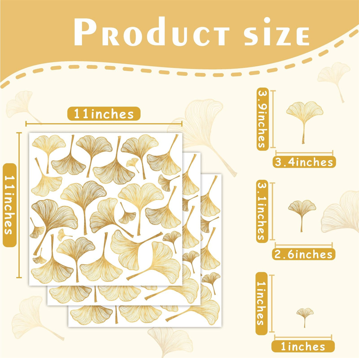 Golden Wall Decals Peel and Stick Golden Leaves Wall Stickers Modern Leaf Vinyl Wall Decals Living Room Abstract Flower Walls Sticker Nordic Plant Walls Art Murals for Bedroom Bathroom Kitchen Decor