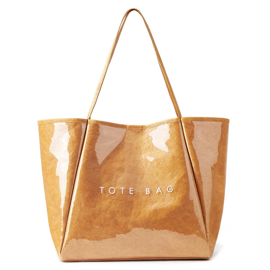 KALIDI Large PVC Tote Bag Women Weekender Hobo Bag Travel Purse Trendy Kraft Paper Oversize Shoulder Handbag for Work College Beach